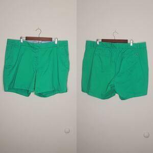 Crown & Ivy Sz 20W Kelly Green Caroline 7" Inseam Chino Shorts Preppy Summer‎